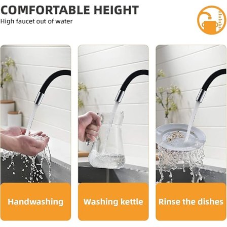 Kjøkkenkran, Kjøkkenblandingsbatteri Med Fleksibel Svingbar Tute 360 Og Silikon Slange