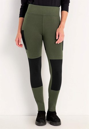 Cellbes of Sweden - Leggings med sidelommer i mørk grønn for damer i størrelse 38/40