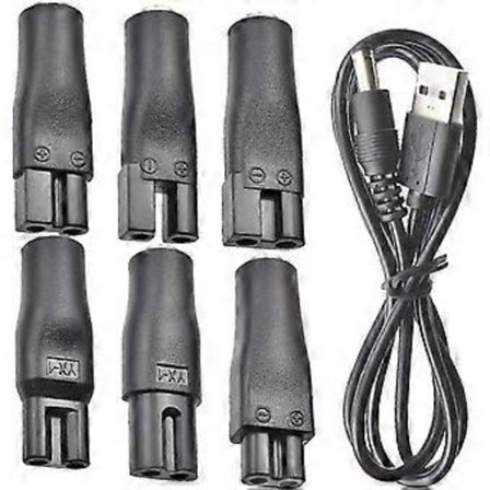 5V USB-opladerkabel 7 STK til hårklippere, skægtrimmere, barbermaskiner og skønhedsværktøjer - Udskiftningsstrømkabel