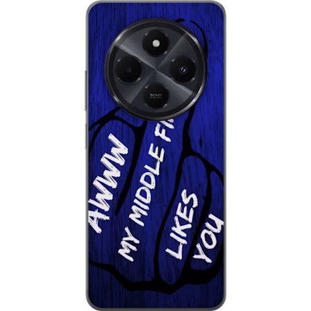 Kompatibelt Mobildeksel til Xiaomi Redmi A4 Mørk typografisk illustrasjon med hjerteform og budskap om vennskap mot dyp blå tretekstur