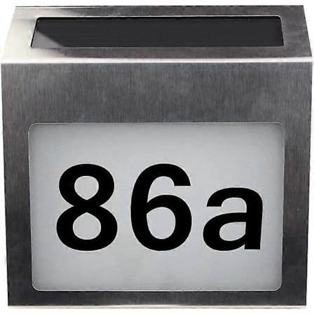 Solcelledrevet adresseskilt husnummer til hjemmet gade postkasse udendørs metal LED plade med lyssensor DIY bogstaver og tal