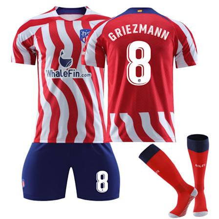 22-23 Atletico Madrid kotipaita nro 8 Griezmann setti nro 7 Philips sukkien kanssa Correa jalkapallopaita Koko 8 sukkien kanssa Size 8 with socks #16