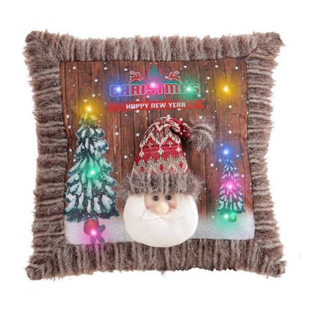 Jul Ljuskuddfodral med LED-lampor Jul Kuddfodral Prydnad Jul Kuddfodral Jul Örngott [D]