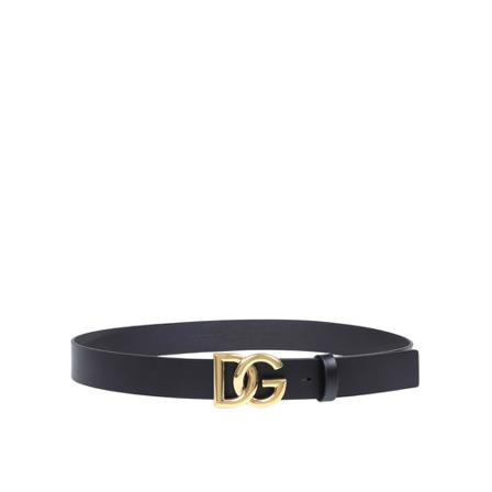 Dolce & Gabbana, Lux Belt With Crossover DG Logo Buckle Czarny, Mężczyzna, Rozmiar: 100 CM