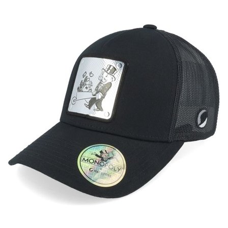 Monopoly - Svart trucker Keps - Wheelbarrow Silver Patch Black Trucker @ Hatstore