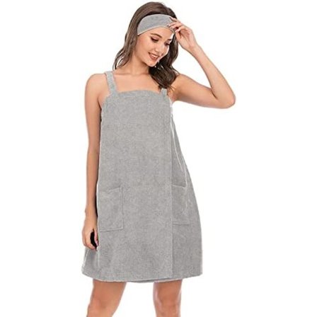 Naisten kylpytakki kylpylään, suihkuun, säädettävä kylpytakki (harmaa)