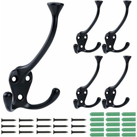 5 stk Retro Veggmontert Frakk Knagg Vintage Metall Dør Knagger for Bad Kjøkken Soverom Gang-Svart 7X11cm