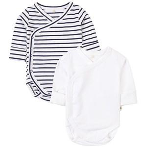 A Happy Brand 2-Pack Navy Baby Body 74/80 cm - All in ones - 74/80 cm - White - Junge