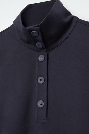 COS Buttoned Funnel-Neck Top in Blue - Women
