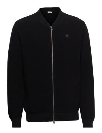Pique Badge Knit Cardigan - Gots/Ve Black Knowledge Cotton Apparel