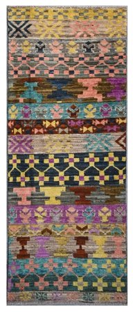 Berber Colourful Rug Hand Knotted 72X199 Runner Brown/Black Afghanistan