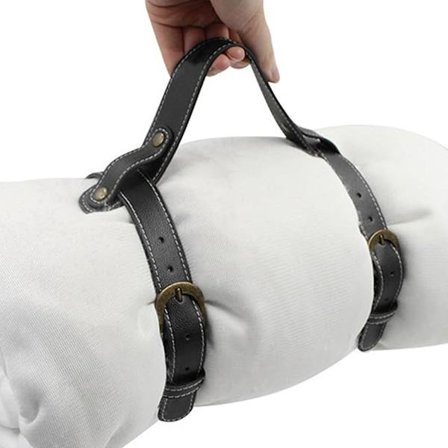 ING Justerbar PU-læder bærestrop til picnictæpper, yogamåtter og tæpper. Bærbar opbevaringsstrop til aktiviteter og rejser