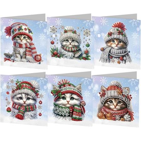DIY Diamantmaleri Julekortsett, 12/8/6/4 Pakk, Håndlagde Julekort HK051
