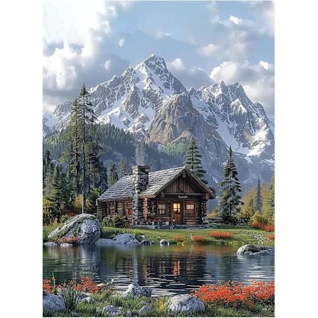 Timanttimaalaussarjat aikuisille aloittelijoille, Vuoristo DIY timanttimaalaussarjat 5D timanttipisteet jalokivitaide, Pyöreät täysporausaskartelut 