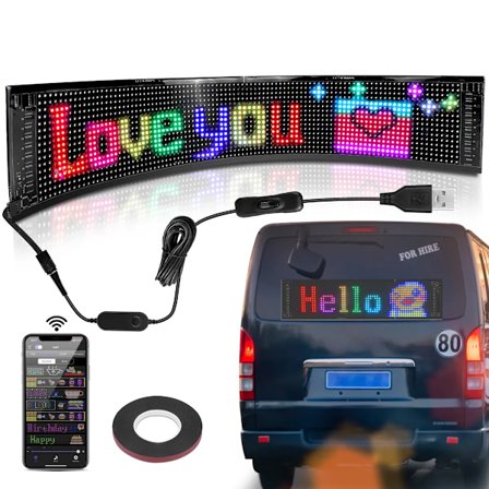 Rulling Reklame LED Sign USB 5V Bluetooth App Kontroll Logo Lys Egendefinert Tekst Mønster Animasjon Programmerbar Display