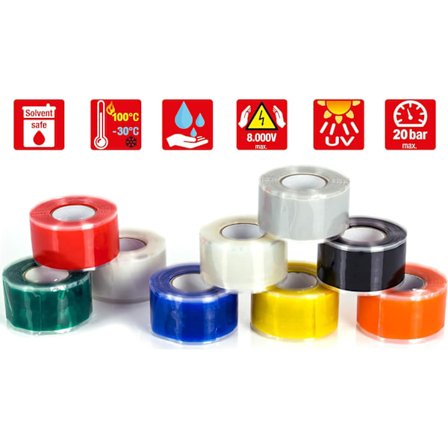 /#/4x 3m borrelås silikontape (selvklebende), isolerende/#/