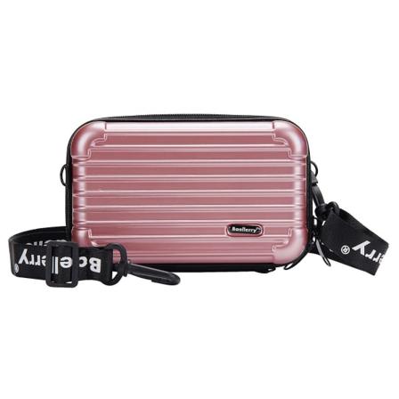 N1202 Randig Design ABS+PC Hårdskalig Crossbody Väska Bärbar Kosmetik Telefon Förvaringsväska Rose Gold