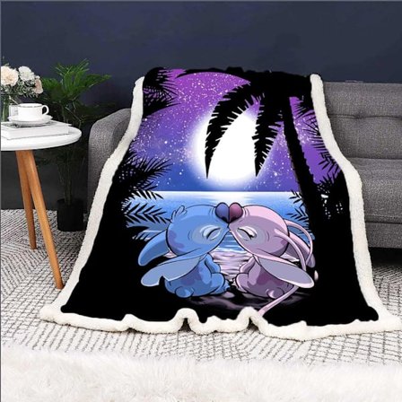 3D-digitaltryckt filt, Stitch Lammfleece tjock filt, Barnfilt med luftkonditionering