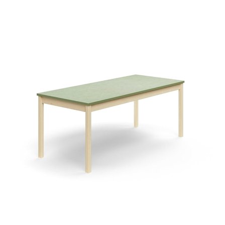 Table DECIBEL, 1800x800x720 mm, noise reducing linoleum, birch/green grey
