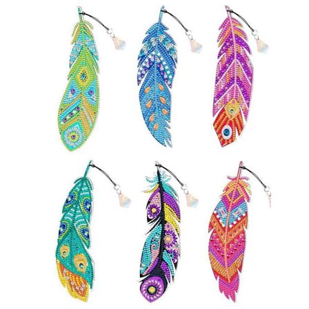 6st/ Set fjäderbokmärke Diamond painting bokmärke 08 08