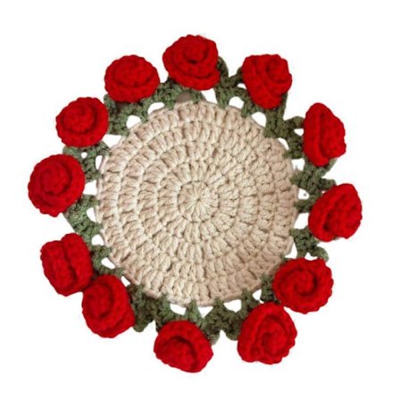 Hæklet Blomsterbrikke, Håndlavet Vintage Hæklet Buket Færdigt Produkt Til Mors Dags Gave Fødselsdagsgave