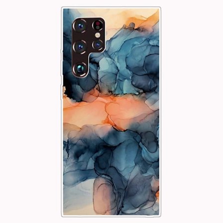 Marble Samsung Galaxy S22 Ultra Etui - Orange Between The Blues