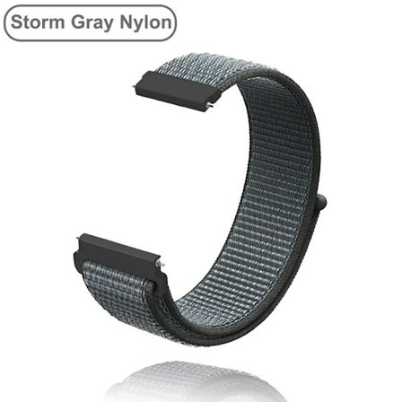 Ny 18mm 20mm 22mm Remmar för Garmin Venu 2S Armband Vivoactive 3 4S 4 Forerunner 245 645 Galaxy Watch 4 Classic 42 46mm Storm Grå Nylon