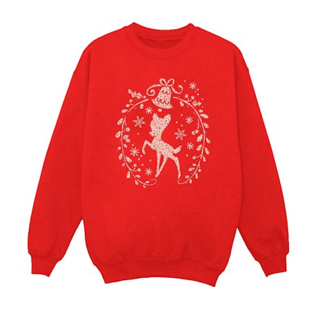 Disney Dam/Kvinnor Bambi Julkrans Sweatshirt XXL Röd