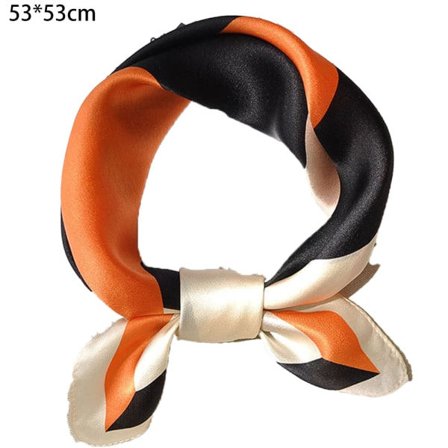 Silk Feel Scarf Damer Medium Square Satin Scarf-Orange