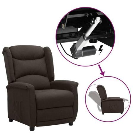 Vidaxl Reclinerfåtölj Med Uppresningshjälp Mörkbrun Tyg Brun