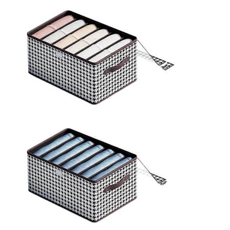 Garderobebehandlingsmiddel, oppbevart i gjennomsiktig deksel, denim genser skjorte, stablet stor stoffvevboks -7 svart og hvit SCG