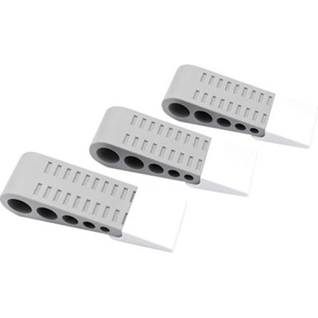 Set med 3 dörrkilar, halkfri gummi, grå, 124*40*30mm