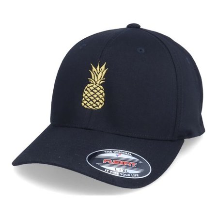 Iconic - Svart flexfit Keps - Golden Pineapple Black Flexfit @ Hatstore