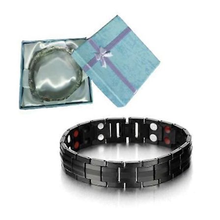 Hienostunut tyyli - Miesten magneettirannekoru titaania - Elementti germaniummagneeteilla - Mukana lenkkien poistotyökalu, musta