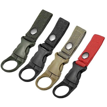 Vattenflaskspänne Vattenflaskögla Hållare för Ryggsäcksremmar Utomhuscamping, Vandring, Svart, Grön, Khaki, Röd 4-pack [DB]