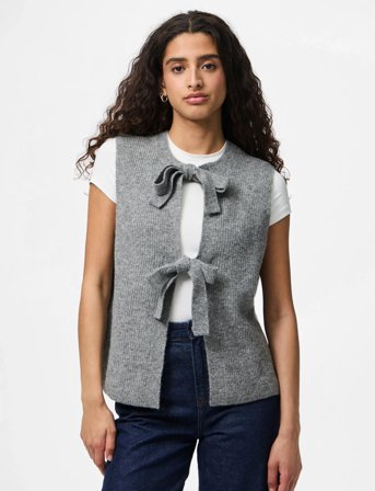 Pieces Pcsilly Sl Rev Tie Vest Knit Noos Bc - Grey - M