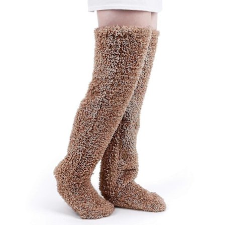 Over Knee High Fuzzy Sokker Plys Sutsko Strømper Pelsede Lange Benvarmere Vinter Hjemme Sovesokker