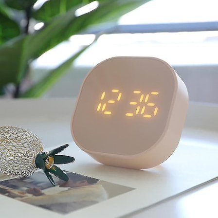 Kvadratisk liten väckarklocka lysande tyst LED multifunktions digital klocka ljus