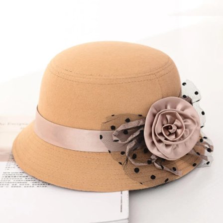 Filt Hat Fall Cloche Spand Blomster Hat Elegant Dame_tfrf