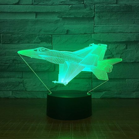 3D Fly Night Light Lampe Illusions LED 7 Farge Skiftende Berøringsbryter Bord Dekor Lamper Akryl Flat ABS Base USB Kabel Leke (buss)