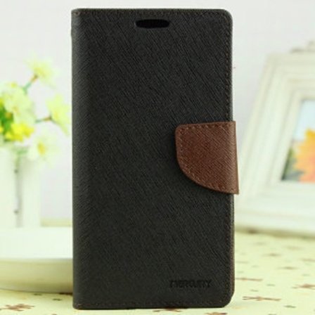 Etui til iPhone 17 air sort + brun tofarvet læder flip cover stand
