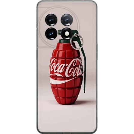 Kompatibel Mobilcover til OnePlus OnePlus 11 Kunstnerisk illustration af Coca Cola granatæble i rødt og grønt, pop art inspireret motiv med legende