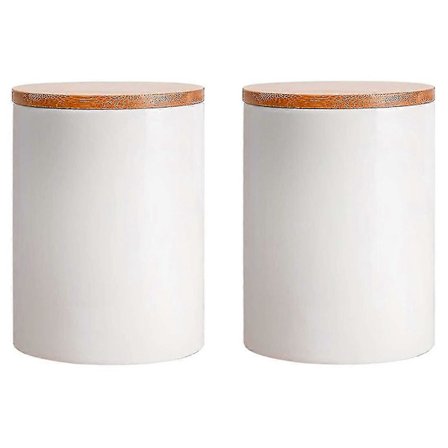 Sett med 2 keramiske matbokser med bambuslokk - Keramiske kaffebokser