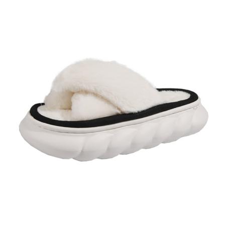 Kvinnor Slip On Fuzzy Tofflor Öppen Toe Plysch Tofflor