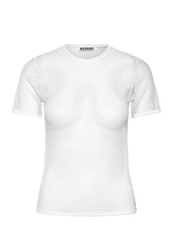 Weekday Slim-Fit Short-Sleeved Net T-Shirt - White - M