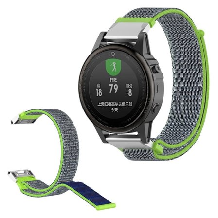 Garmin Fenix 6S / Fenix 5S Plus klockarmband med nylonögla - Grön / Blå