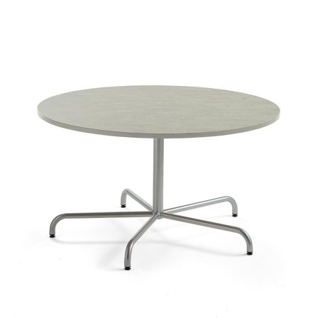 Table PLURAL, Ø1300x720 mm, linoleum top, grey, silver