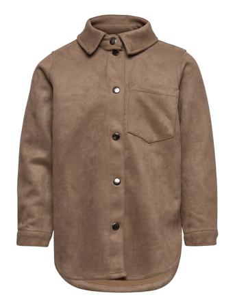 Konpop Faux Suede Shirt Pnt Brown Kids Only