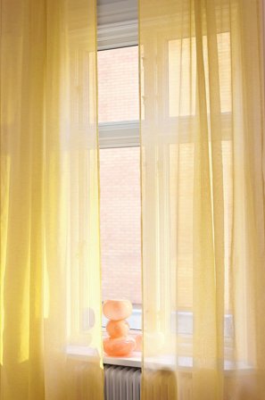 Jotex - Gardin Med Lintekstur 2-pakke smørgul - LIZZIE - Kjøp Lingardiner hos Jotex