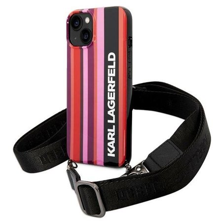 Karl Lagerfeld KLHCP14SSTSTSTP iPhone 14 6,1 "hardcase rosa / rosa Color Stripes Strap